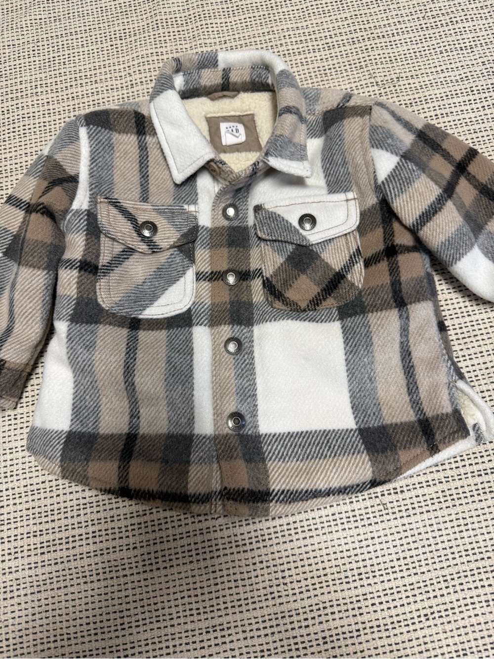 Baby Gap Sherpa-Lined Shacket - Beige & Gray